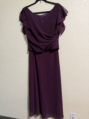 Y2K Vintage Dollar Purple Chiffon Flutter Sleeve Evening Gown
